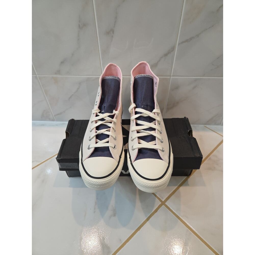 Converse Women's Size 10.5 Chuck Taylor All Star-Denim White/ Pink/ High Top